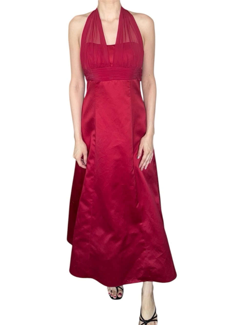 Elegant Red Halter Evening Dress